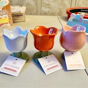 Target Bullseye Easter 2024 Ceramic Tulip Egg Holder 3”H NEW (SET OF 3)